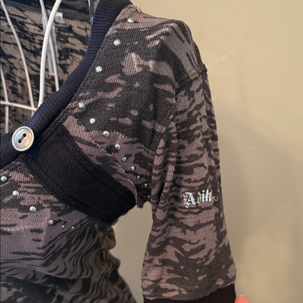 Adiktd Charcoal and Black Buttoned Women's Blouse - Picture 3 of 6